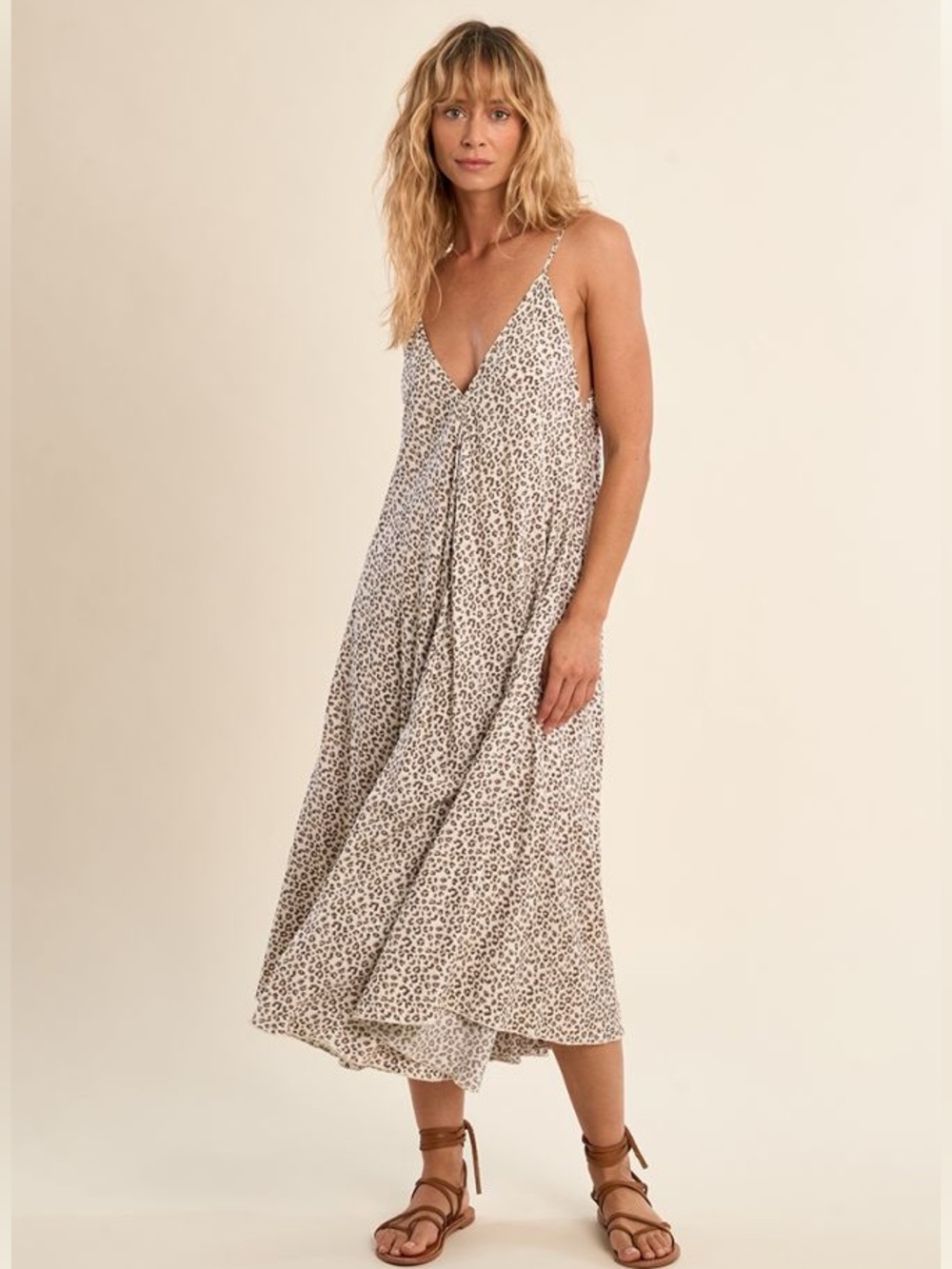 Molly Bracken Leopard Print Flowing Dress